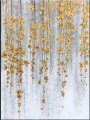Flores doradas naturalmente caídas de Palette Knife arte de pared textura minimalista